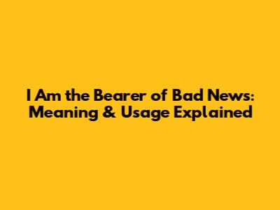 "I Am the Bearer of Bad News": Meaning & Usage Explained