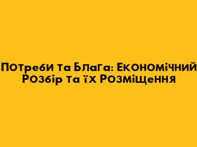 Потреби та Блага: Економічний Розбір та їх Розміщення
