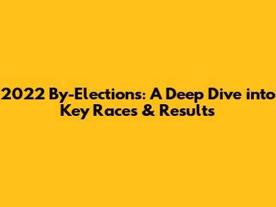 2022 By-Elections: A Deep Dive into Key Races & Results