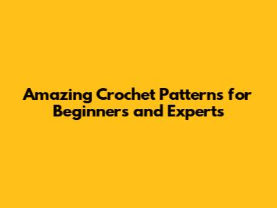 Amazing Crochet Patterns for Beginners and Experts