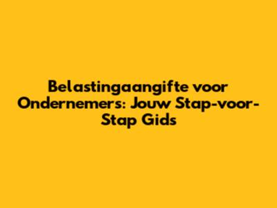 Belastingaangifte voor Ondernemers: Jouw Stap-voor-Stap Gids