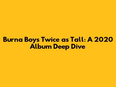 Burna Boy's 'Twice as Tall': A 2020 Album Deep Dive