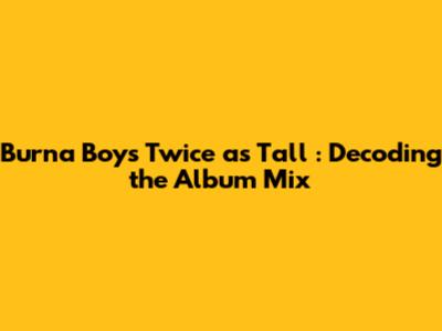 Burna Boy's *Twice as Tall*: Decoding the Album Mix