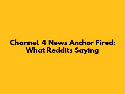 Channel 4 News Anchor Fired: What Reddit's Saying
