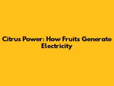 Citrus Power: How Fruits Generate Electricity