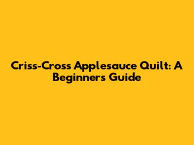 Criss-Cross Applesauce Quilt: A Beginner's Guide