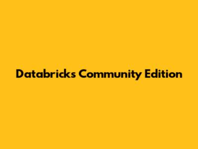 Databricks Community Edition