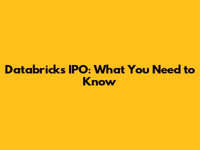 Databricks IPO: What You Need to Know
