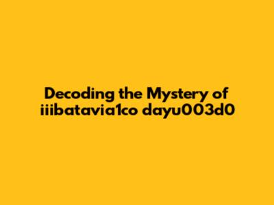 Decoding the Mystery of iiibatavia1co dayu003d0