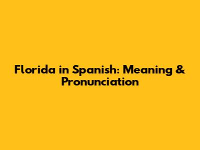 Florida in Spanish: Meaning & Pronunciation