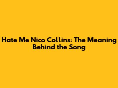 Hate Me Nico Collins: The Meaning Behind the Song
