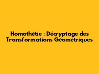 Homothétie : Décryptage des Transformations Géométriques