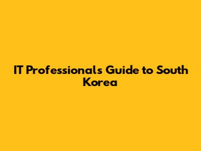 IT Professionals Guide to South Korea