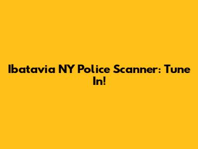 Ibatavia NY Police Scanner: Tune In!