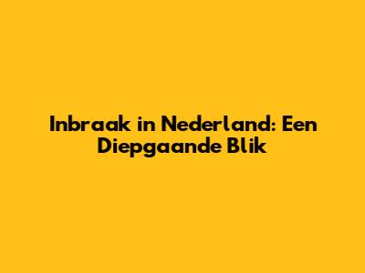 Inbraak in Nederland: Een Diepgaande Blik