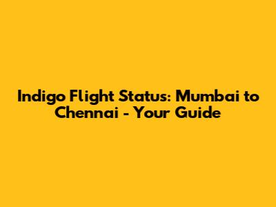 Indigo Flight Status: Mumbai to Chennai - Your Guide