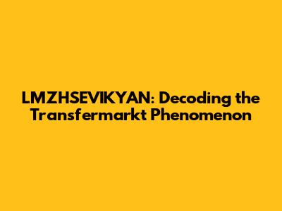 LMZHSEVIKYAN: Decoding the Transfermarkt Phenomenon