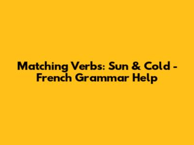 Matching Verbs: Sun & Cold - French Grammar Help