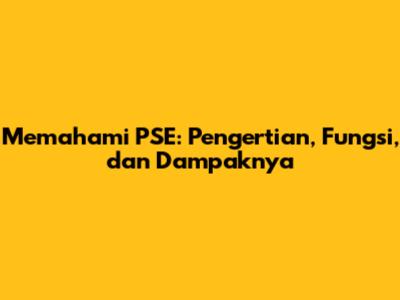 Memahami PSE: Pengertian, Fungsi, dan Dampaknya