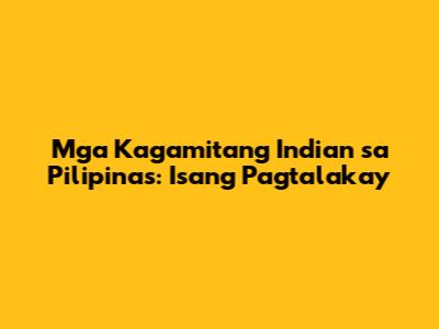 Mga Kagamitang Indian sa Pilipinas: Isang Pagtalakay