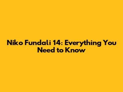 Niko Fundali 14: Everything You Need to Know
