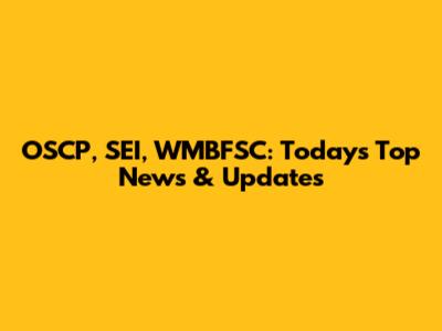 OSCP, SEI, WMBFSC: Today's Top News & Updates