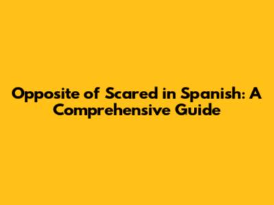 Opposite of Scared in Spanish: A Comprehensive Guide