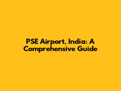 PSE Airport, India: A Comprehensive Guide
