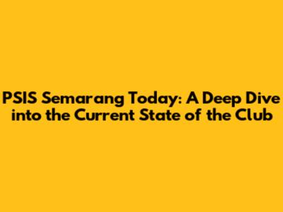 PSIS Semarang Today: A Deep Dive into the Current State of the Club