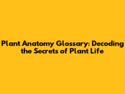 Plant Anatomy Glossary: Decoding the Secrets of Plant Life