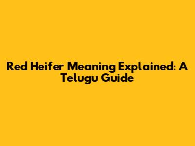 Red Heifer Meaning Explained: A Telugu Guide