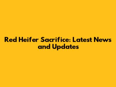 Red Heifer Sacrifice: Latest News and Updates