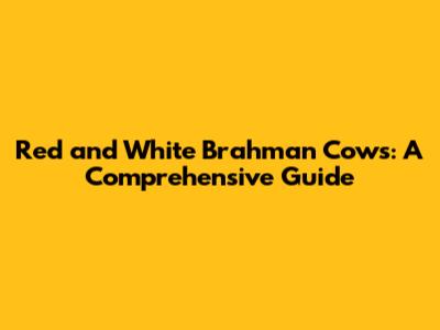 Red and White Brahman Cows: A Comprehensive Guide