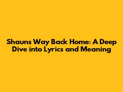 Shaun's 'Way Back Home': A Deep Dive into Lyrics and Meaning