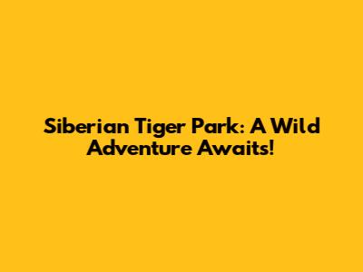Siberian Tiger Park: A Wild Adventure Awaits!