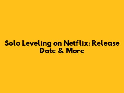 Solo Leveling on Netflix: Release Date & More
