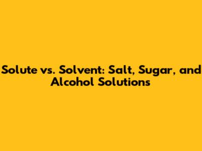Solute vs. Solvent: Salt, Sugar, and Alcohol Solutions