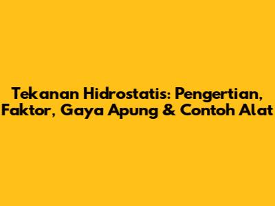 Tekanan Hidrostatis: Pengertian, Faktor, Gaya Apung & Contoh Alat