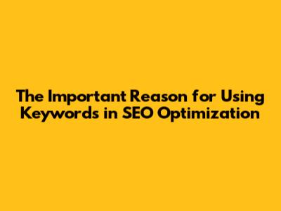 The Important Reason for Using Keywords in SEO Optimization