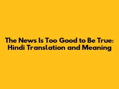 The News Is Too Good to Be True: Hindi Translation and Meaning