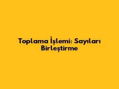 Toplama İşlemi: Sayıları Birleştirme