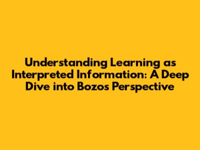 Understanding Learning as Interpreted Information: A Deep Dive into Bozo's Perspective