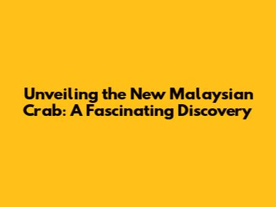 Unveiling the New Malaysian Crab: A Fascinating Discovery