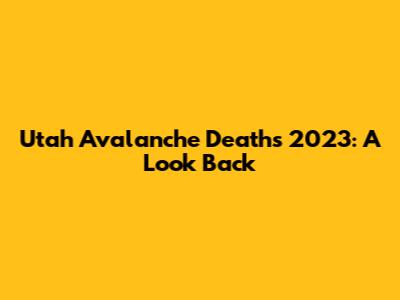 Utah Avalanche Deaths 2023: A Look Back