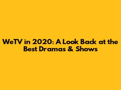 WeTV in 2020: A Look Back at the Best Dramas & Shows