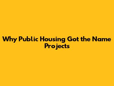 Why Public Housing Got the Name 'Projects'